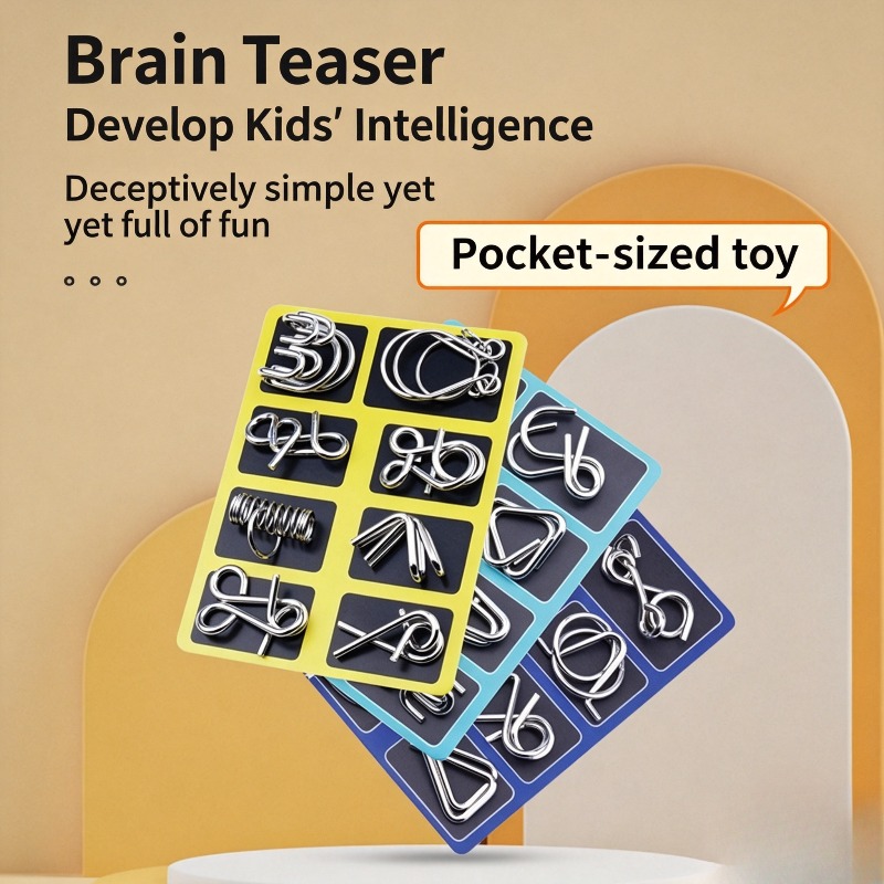 Party Games Quiz - Ensemble de 8 puzzles métalliques classiques,